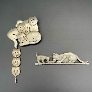 Mom and Baby Cat and kittens brooches